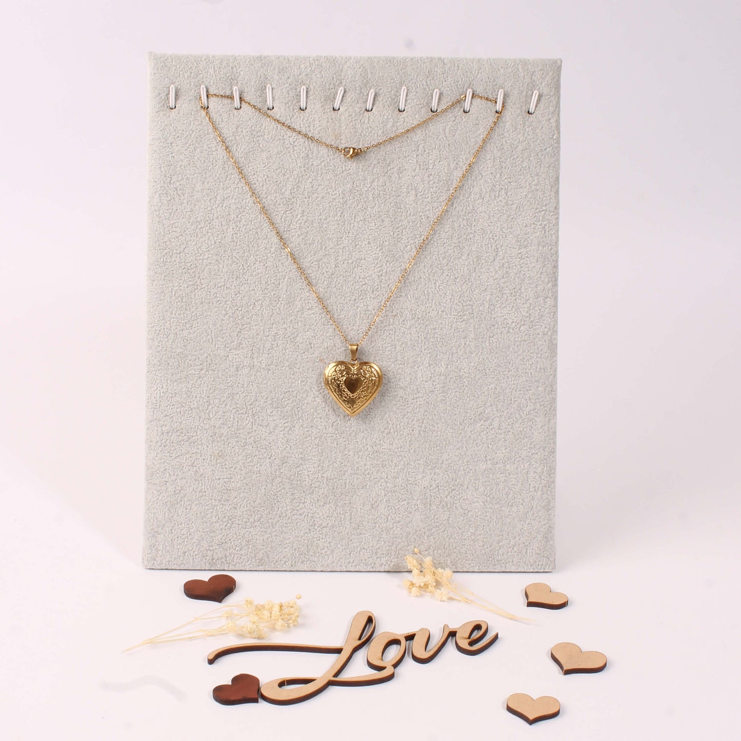 Relicario Corazón Dorado con Foto Personalizada — 2 Fotos